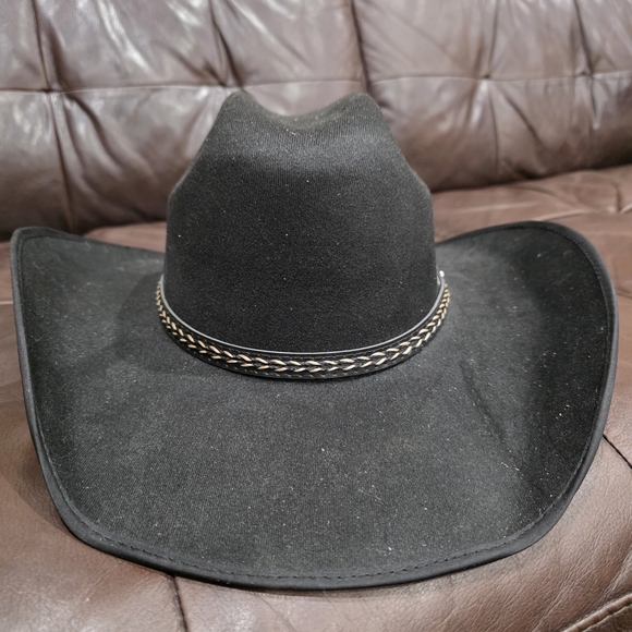 Western Hats Other - Elegant Black Western Hat with Braided Detail